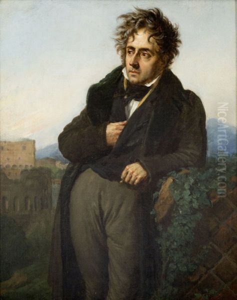 Portrait de Francois-Rene de Chateaubriand Oil Painting by Anne-Louis Girodet De Roussy-Trioson