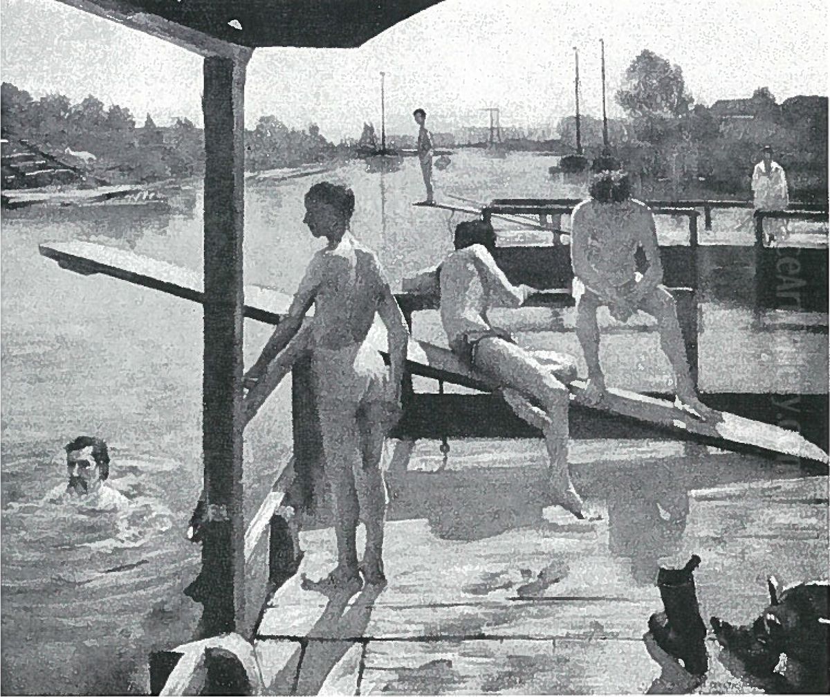 Schwimmanstalt bei Grothe, Konigsberg Oil Painting by Lovis (Franz Heinrich Louis) Corinth