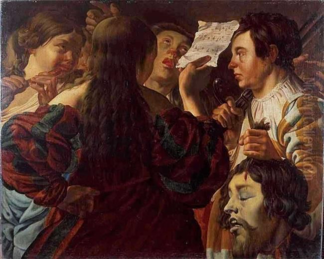 The women of Israel come out to welcome David Oil Painting by Hendrick Ter Brugghen