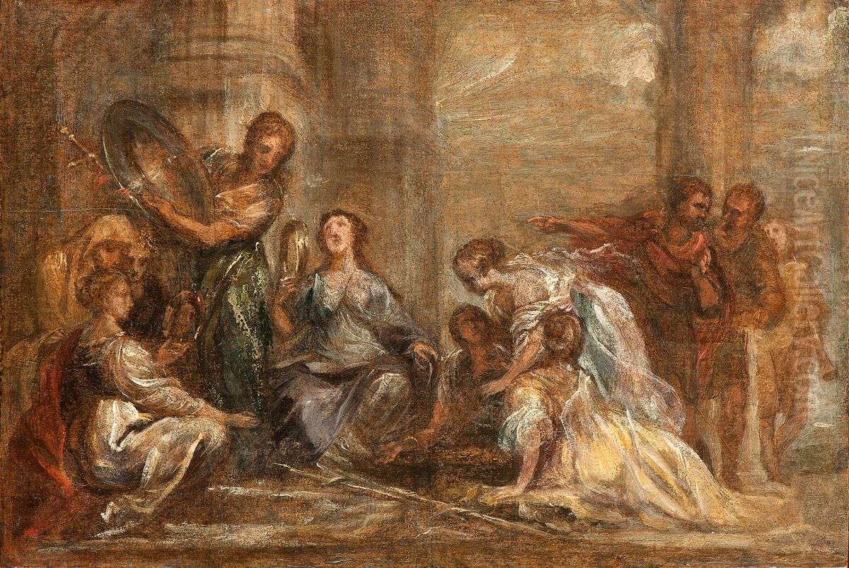 Achilles en de dochters van Lycomedes Oil Painting by Jan Boeckhorst Achilles en de dochters van Lycomedes Oil Painting by Jan Boeckhorst