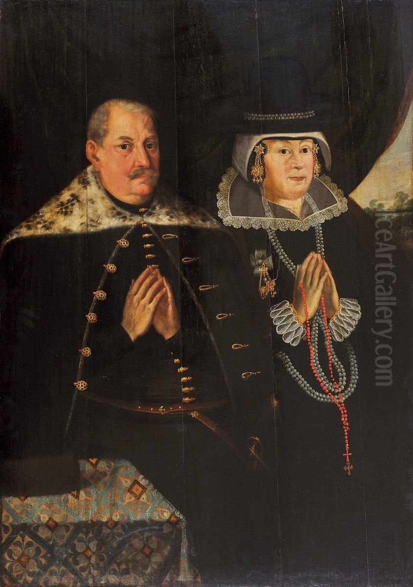 Epitaph portrait of Jerzy IV Konopacki (d. 1650), starost of Jelgava (Mitau) and his wife Anna nee Konarska (d. 1646) (Konopacki portrait). Oil Painting by Herman Hahn