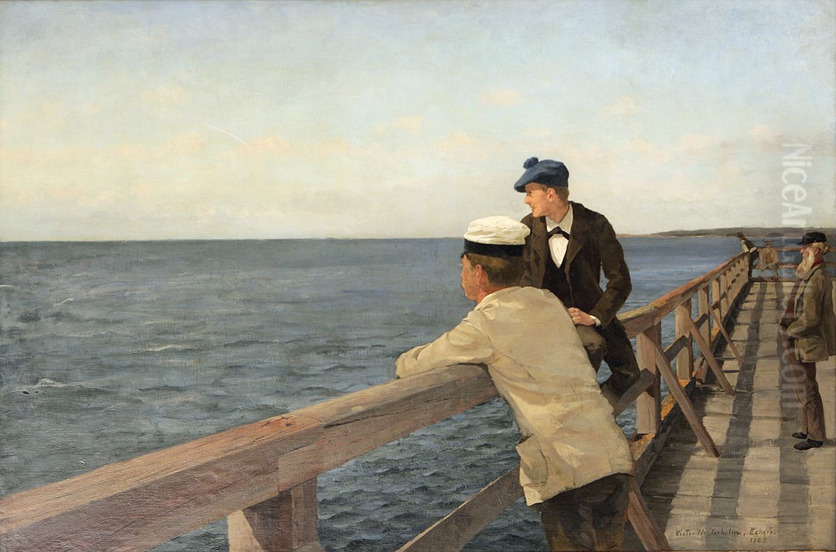 Eckero postbrygga Oil Painting by Victor Westerholm