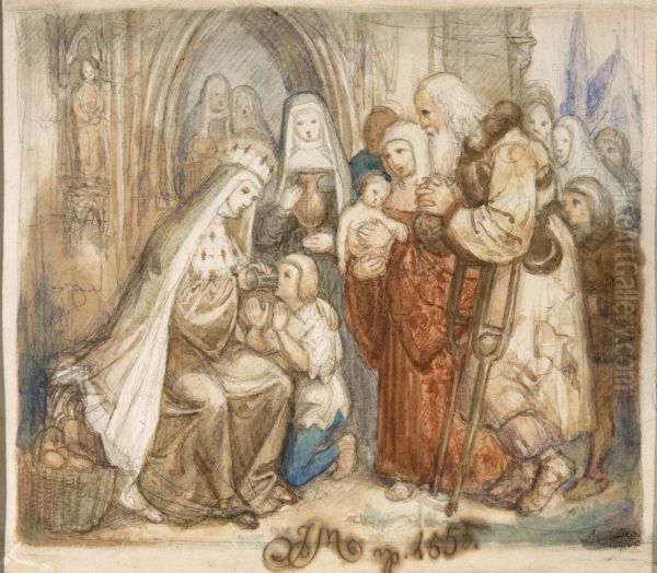 Saint Jadwiga among the Poor Oil Painting by Jan Matejko