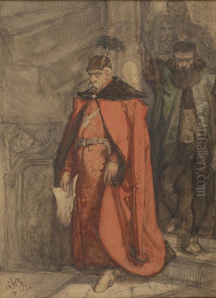 Jan Zamoyski Goes to Announce Zborowski's Death Sentence Oil Painting by Jan Matejko