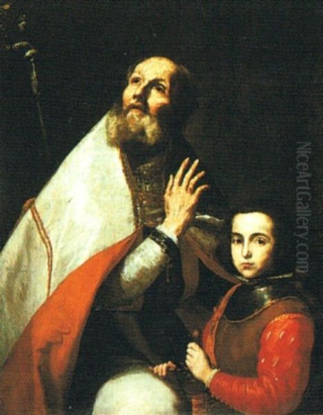 St. Augustine with a boy. Oil Painting by Jusepe de Ribera