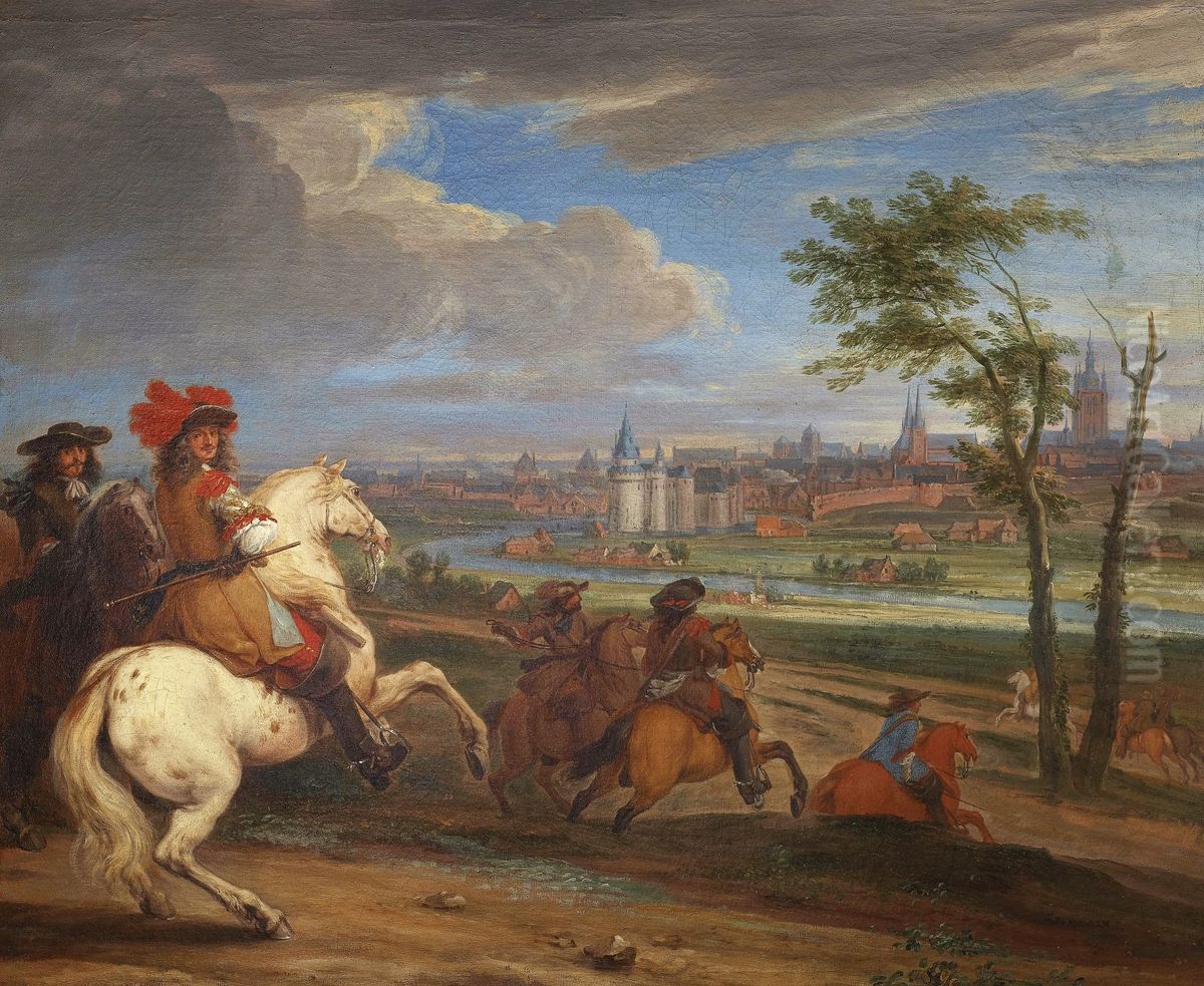 The Siege of Courtrai in 1667 Oil Painting by Adam Frans van der Meulen