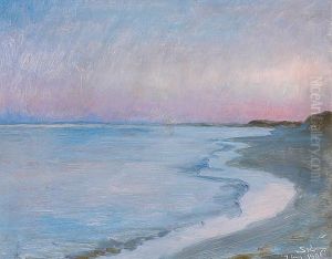 Udsigt over stranden i aftenskumringen, Skagen Strand.