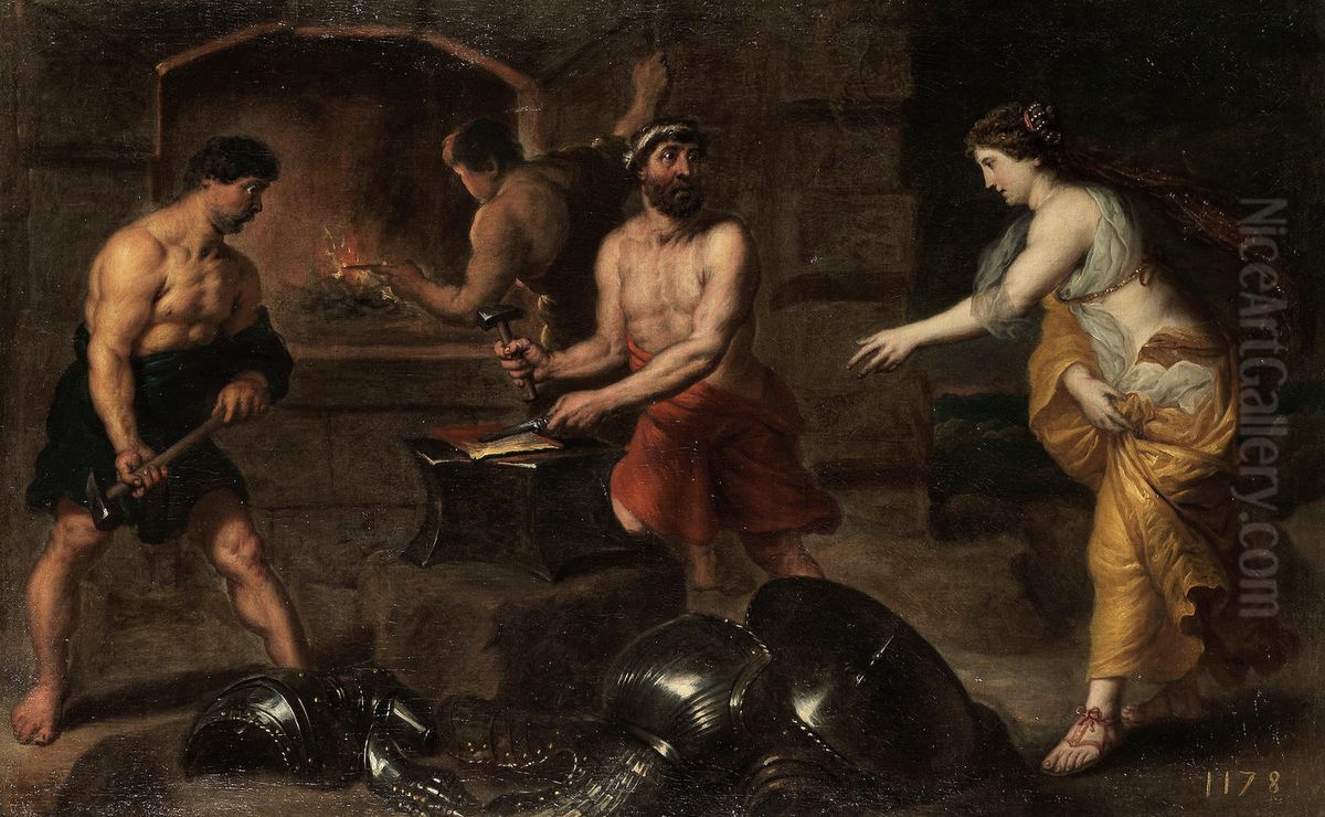 Venus in the forge of Vulcan Oil Painting by Vincent Malo (I)