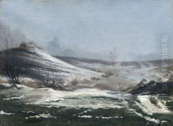 Dansk snelandskab. Oil Painting by Carl Frederik Aagaard