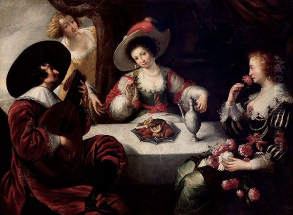 The five senses Oil Painting by Jan Cossiers