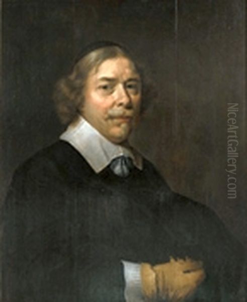 A man with a yellow glove (self portrait). Oil Painting by David Bailly