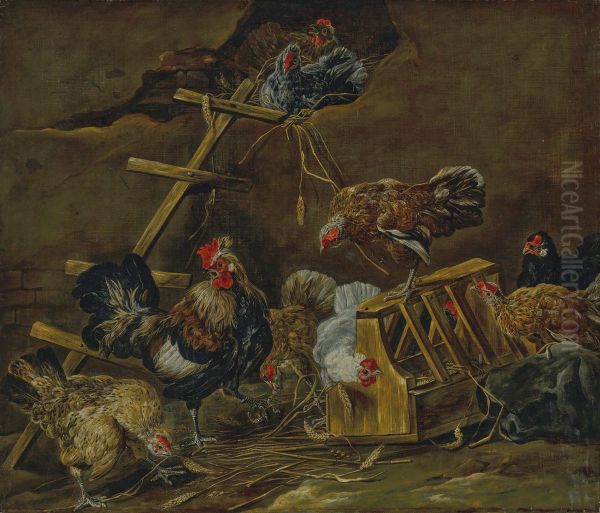 Poultry in a barn Oil Painting by Jan Fyt