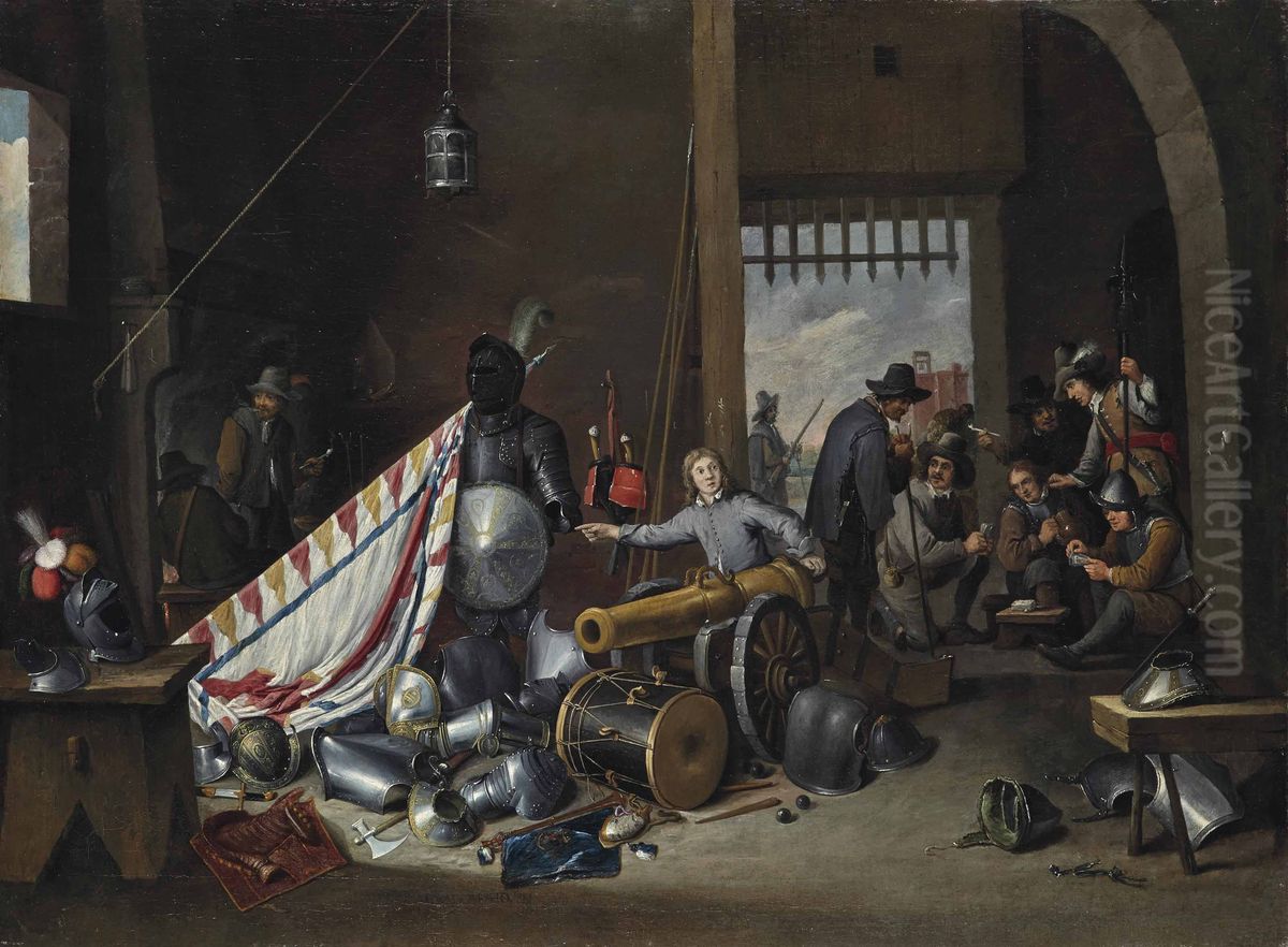 Guardroom scene Oil Painting by Thomas Van Apshoven