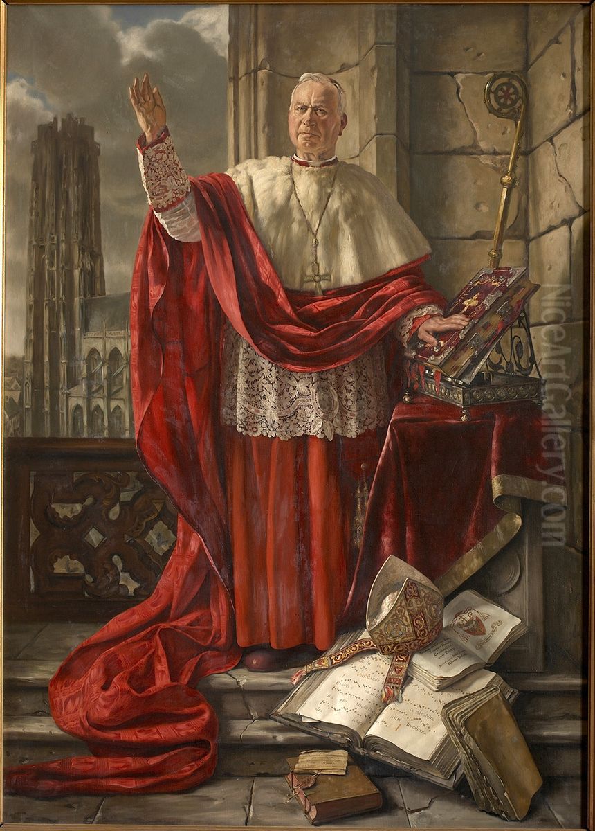Portrait of Cardinal Jozef-Ernest Van Roey, Archbishop of Mechelen Oil Painting by Serge Ivanoff