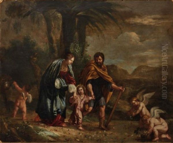 The flight into Egypt Oil Painting by Michael Angelo Immenraet