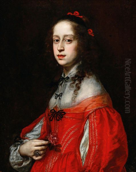 Portrait of Maria Leopoldine von Habsburg-Tirol, Holy Roman Empress Oil Painting by Justus Sustermans