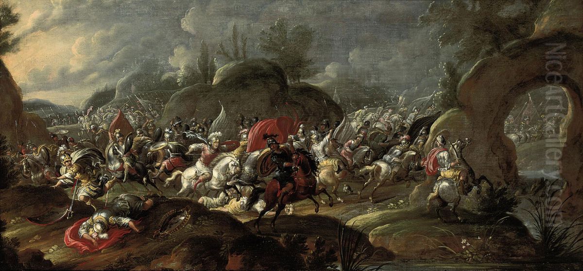The Death of Brutus and Cassius at the Battle of Philippi Oil Painting by Pauwels Casteels