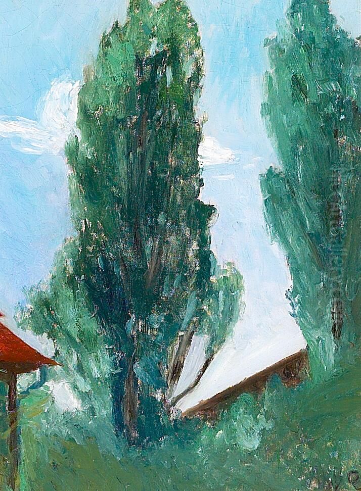 Summerday with large threes. Oil Painting by H. A. Brendekilde