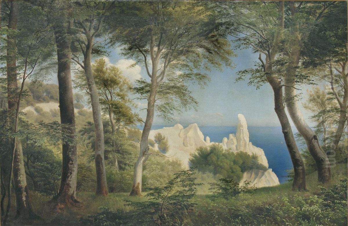 The cliffs on Mon. Oil Painting by Carl Frederik Aagaard
