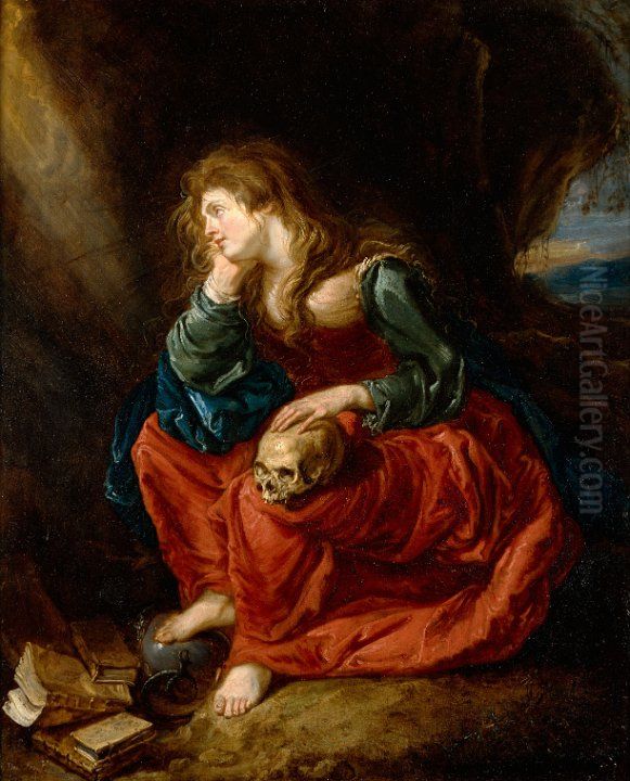 Repentant Magdalene Oil Painting by Simon de Vos