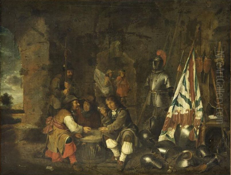 Guardroom scene Oil Painting by Francois Duchatel