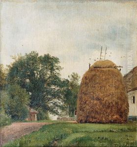 Summer in the country with a haystack.