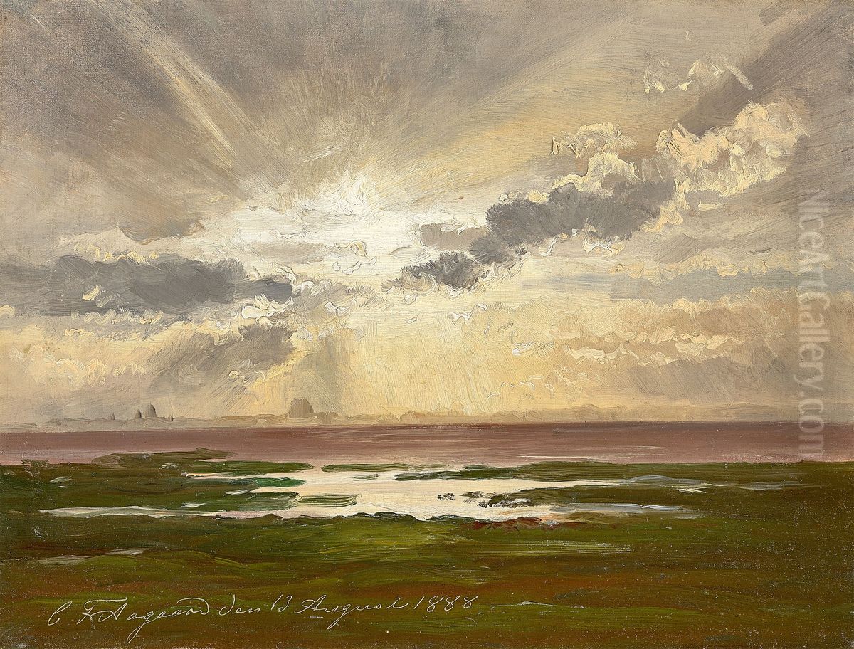 Scandinavian coastal landscape. Oil Painting by Carl Frederik Aagaard