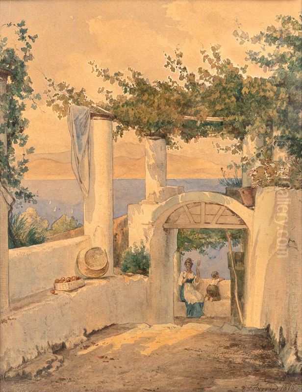 Italian scene. Oil Painting by Carl Frederik Aagaard