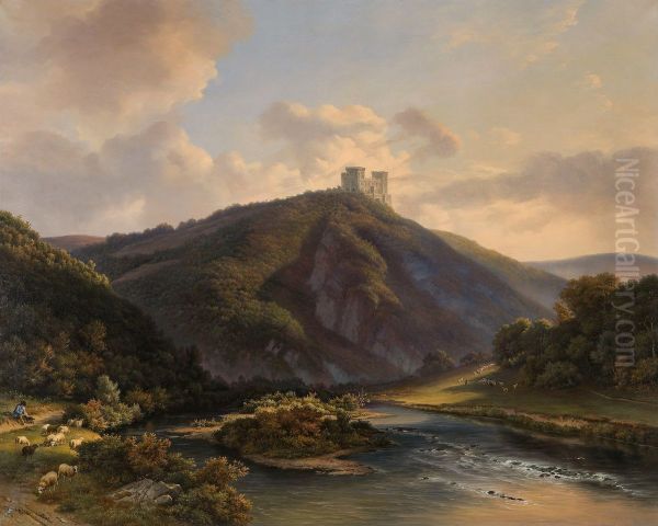 Kasteel van Ciergnon Oil Painting by Jan Baptiste de Jonghe
