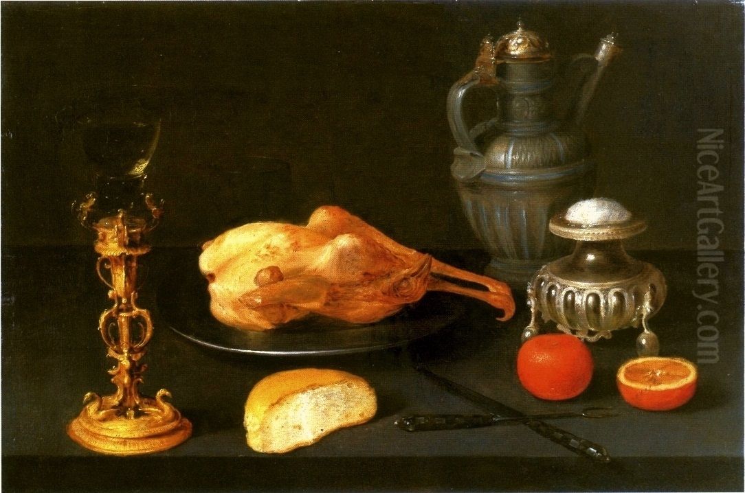 Still life with a salt cellar. Oil Painting by Jacob van Es