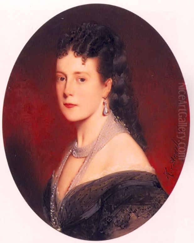 Portret van koningin Marie Henriette Oil Painting by Baron Heinrich von Angeli