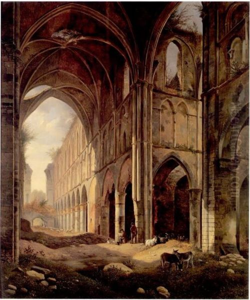 Ruines van de abdij van Villers-la-Ville Oil Painting by Jan Baptiste de Jonghe
