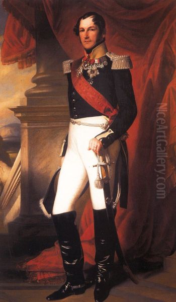 Portrait of King Leopold I in uniform Oil Painting by Franz Xavier Winterhalter
