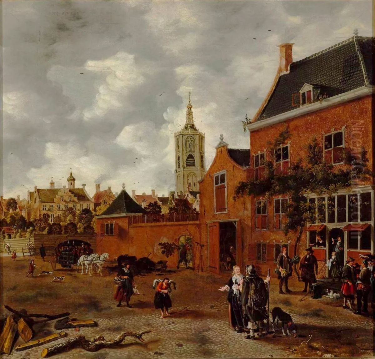 Street in The Hague. Oil Painting by Sybrand Van Beest