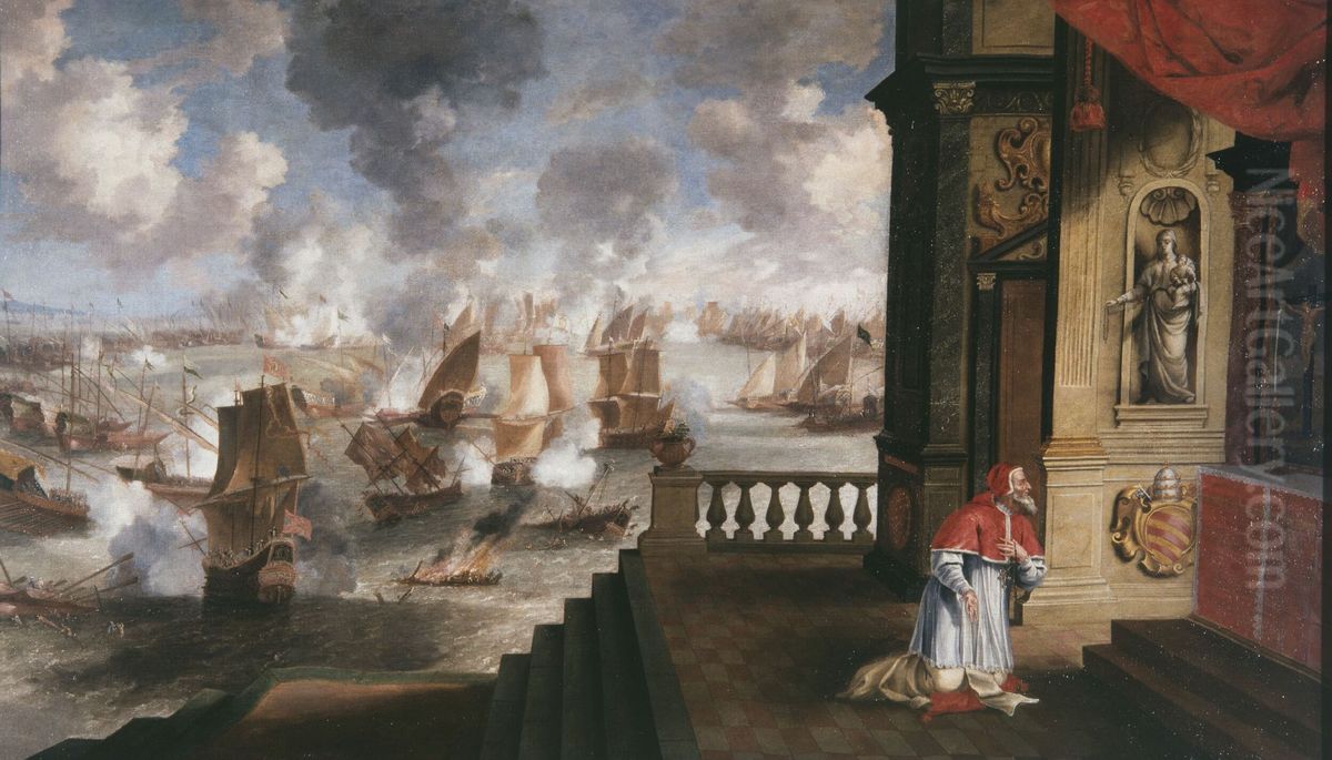 The Battle of Lepanto in 1571 Oil Painting by Jan Peeters the Elder