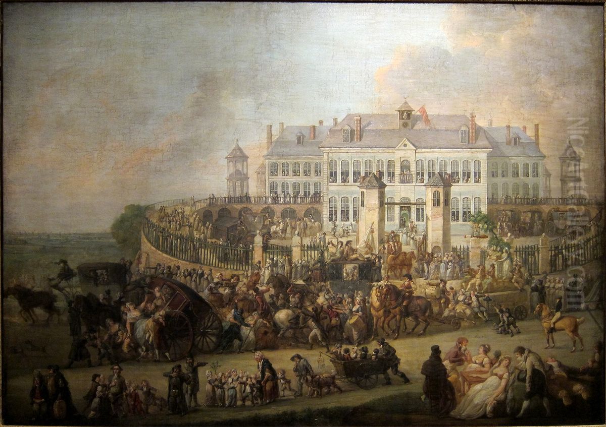 La fete du Broquelet a Lille Oil Painting by Francois-Louis-Joseph Watteau