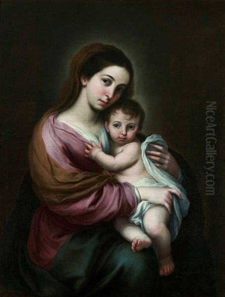 Madonna and Child. Oil Painting by Bartolome Esteban Murillo