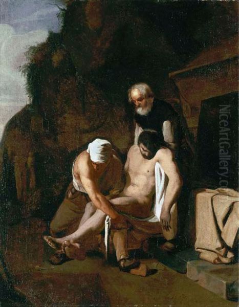 The burial of the dead, one of the works of mercy Oil Painting by Michiel Sweerts