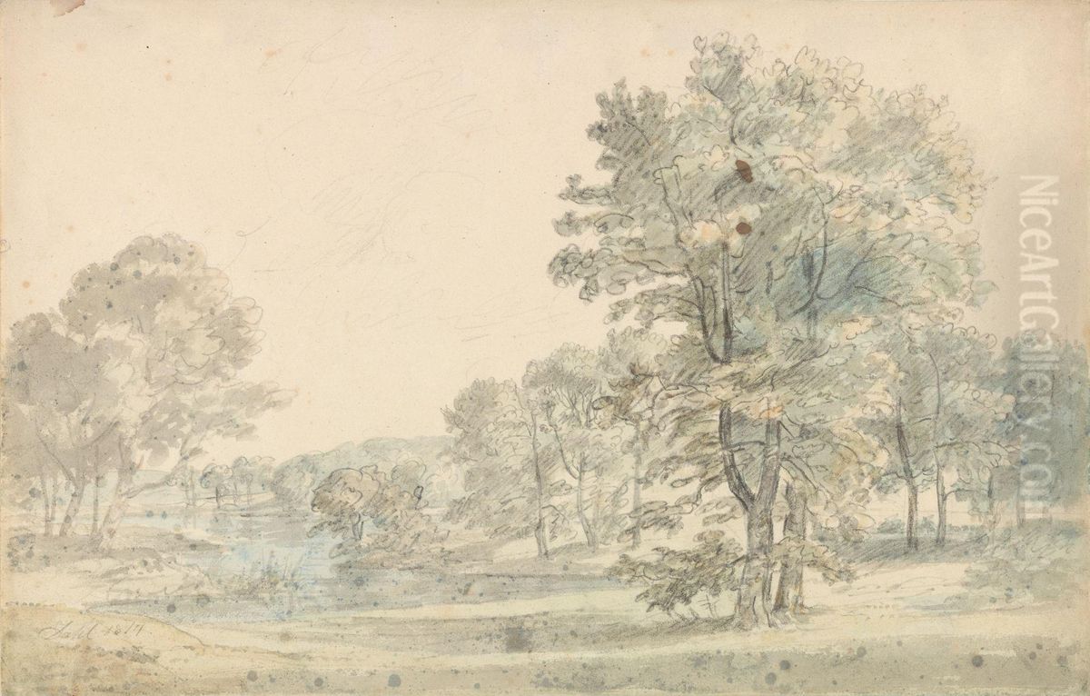 Dansk skoglandskap Oil Painting by Johan Wilhelm Ludwig Dahl