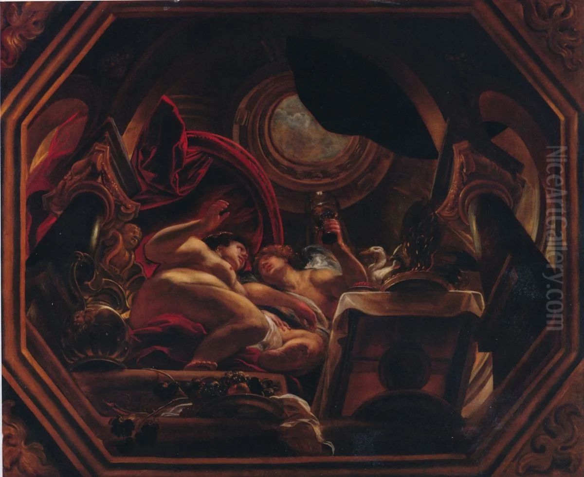The love of Psyche and Cupid Oil Painting by Jacob Jordaens