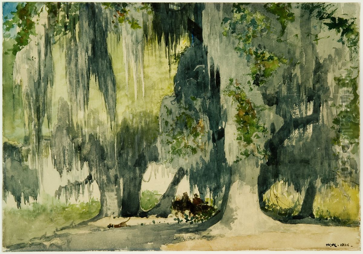 Among the Oaks (Live Oaks) Oil Painting by Winslow Homer