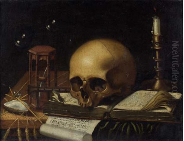 Vanitas still life with soap bubbles Oil Painting by Joannes de Cordua