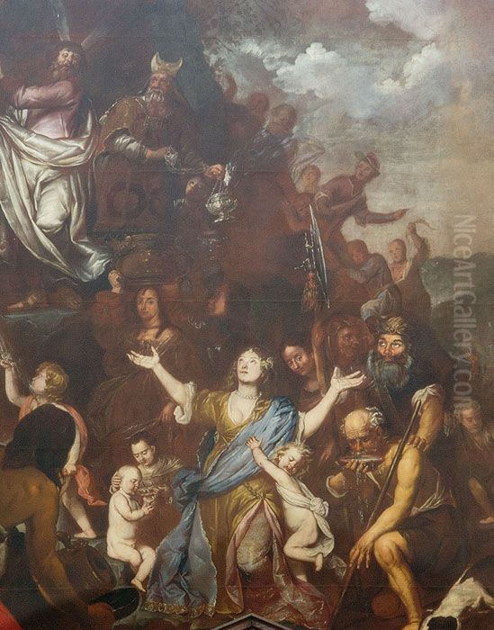 Moses striking the rock Oil Painting by Jan De Herdt