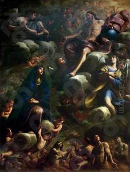 The Virgin intercedes for the Souls in Purgatory Oil Painting by Andrea Vaccaro