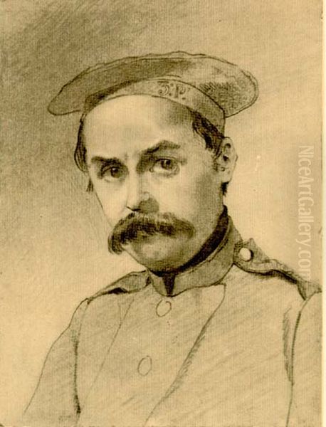 Self-portrait as a soldier Oil Painting by Taras Shevchenko