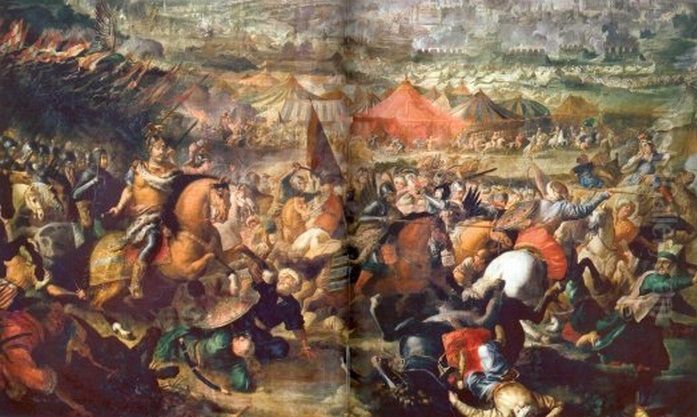 Bitva pid Vidnem. Oil Painting by Martino Altomonte Bitva pid Vidnem. Oil Painting by Martino Altomonte