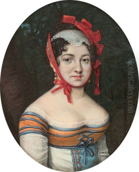Portrait de Madame Pradher dans le role du Petit Chaperon rouge Oil Painting by Daniel Saint
