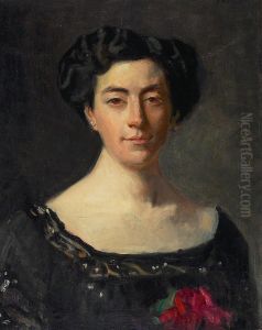 Portrait of Miss Neergaard in a black dress.