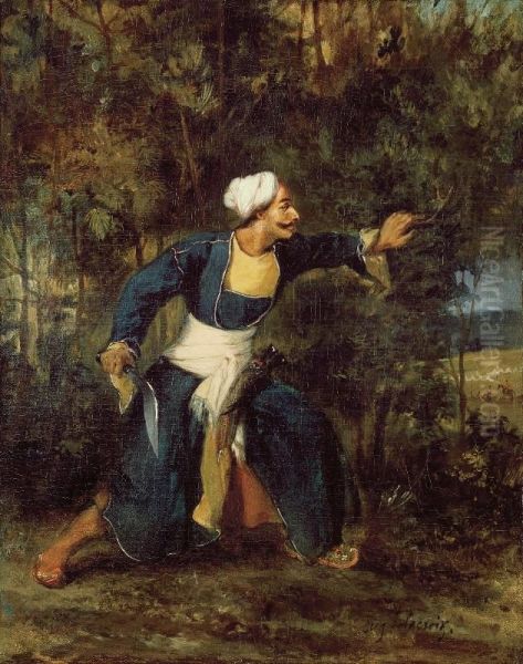 Un Indien arme du Gourka-kree Oil Painting by Eugene Delacroix