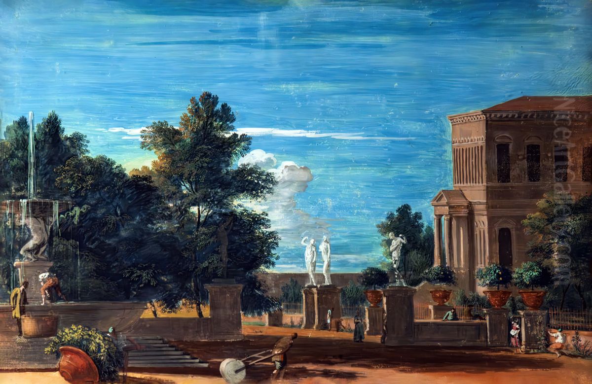 View of the park of a villa Oil Painting by Marco Ricci